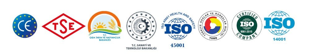 Duru ULV sertifikaları - CE, TSE, ISO 45001, ISO 9001, ISO 14001 ve bakanlık onayları