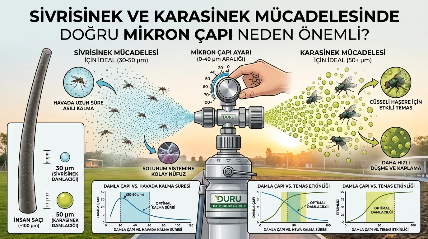 Sivrisinek ilaçlama mikron çapı ayarı - damlacık boyutu rehberi